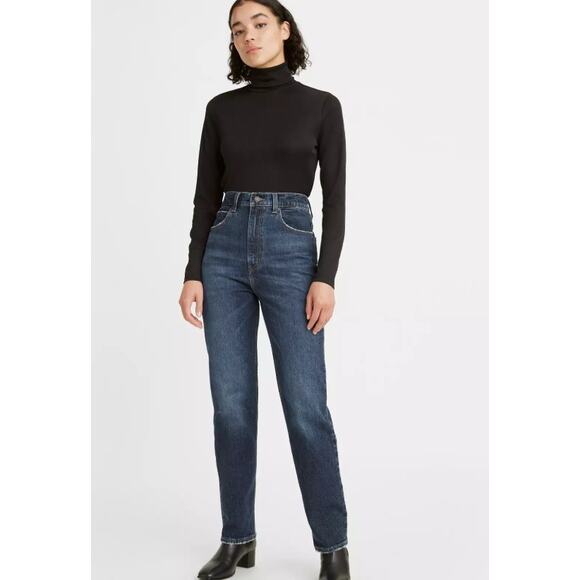 Levi's Premium 70s High Slim Straight Jeans Dark Wash W27 L29 - Picture 1 of 11